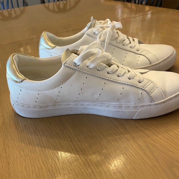 J. Crew white and gold leather Saturday sneakers, size 9 - Picture 2 of 7